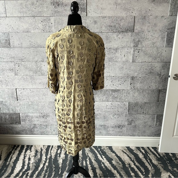 Chic Gold/Olive Textured Button-Up Coat size M - Picture 3 of 10